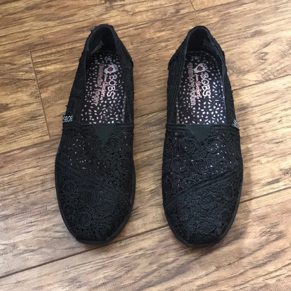 skechers bobs black lace